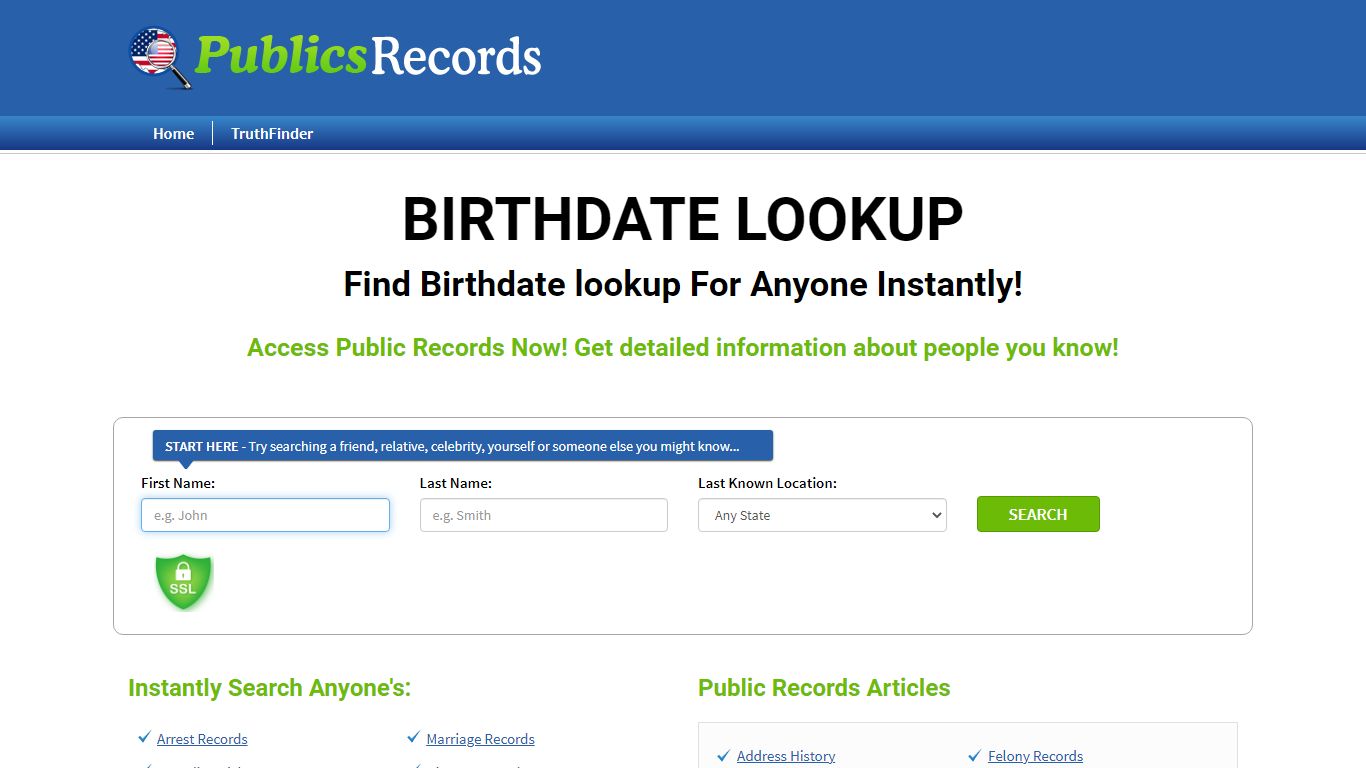 Find Birthdate lookup For Anyone Instantly! - publicsrecords.com